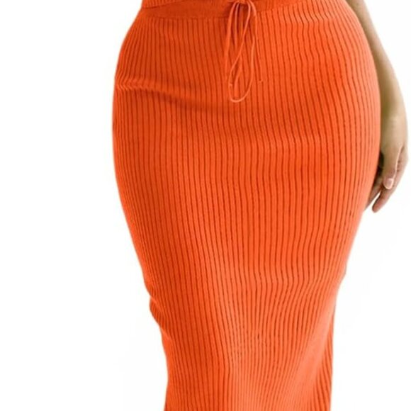 Womens 2 Piece Outfit Rayon Blend Summer Skirt Set Halter Top Midi Dress - Picture 1 of 6